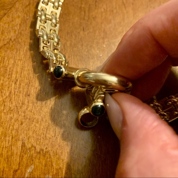 HEAVY ✨ 14K Yellow Gold Link sapphire Necklace - Picture 8 of 11